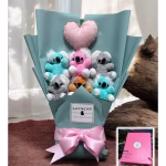 Sevimli Koala Peluş Ayıcık Buketi Mini Kalp Yastık